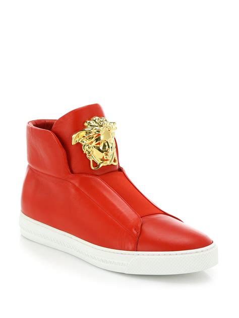 versace men's red sneakers